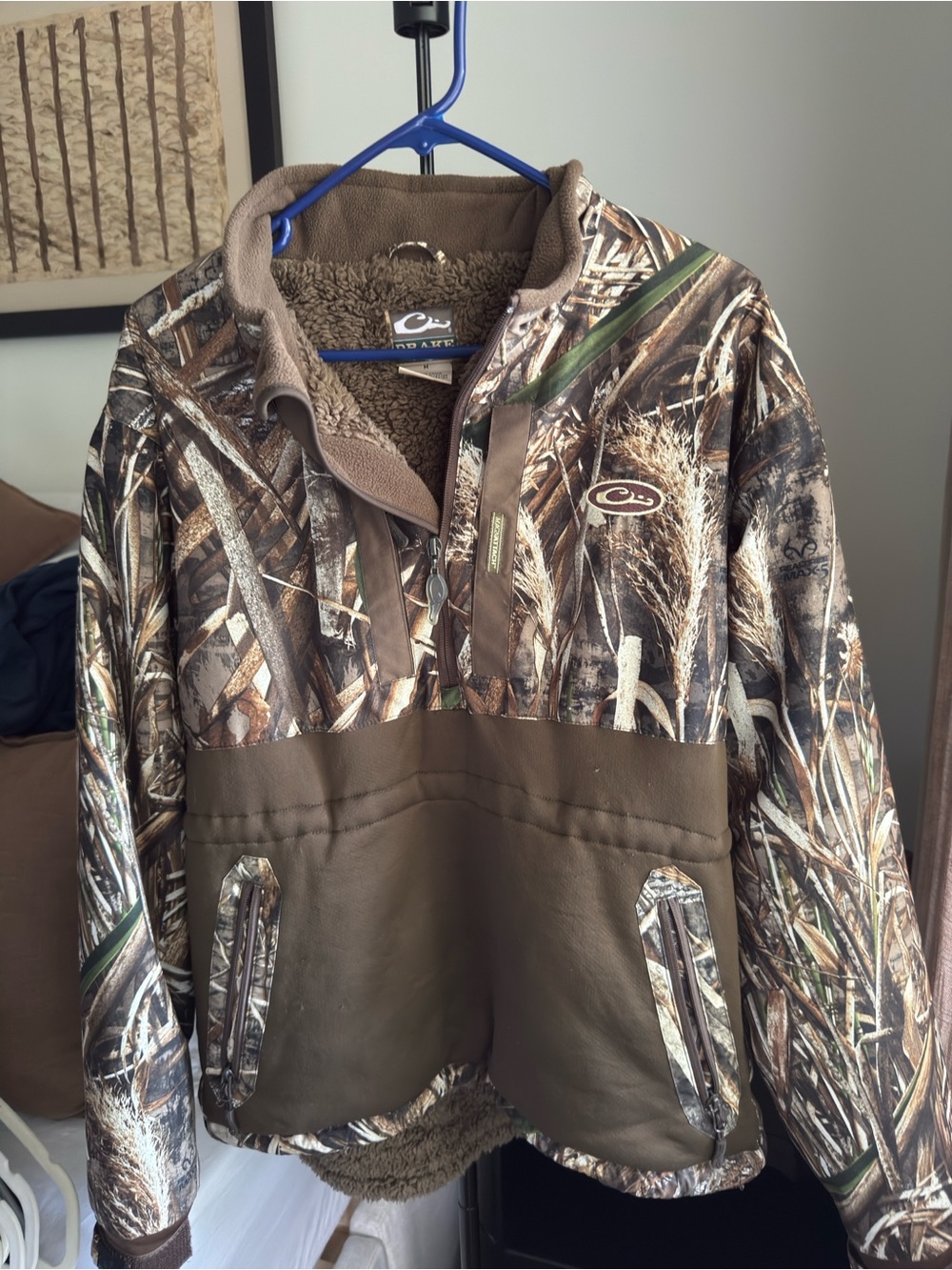 Drake Waterfowl Realtree Max-5 Fleece-Lined Camo Pullover Jacket - Brown/Green - Picture 1 of 5